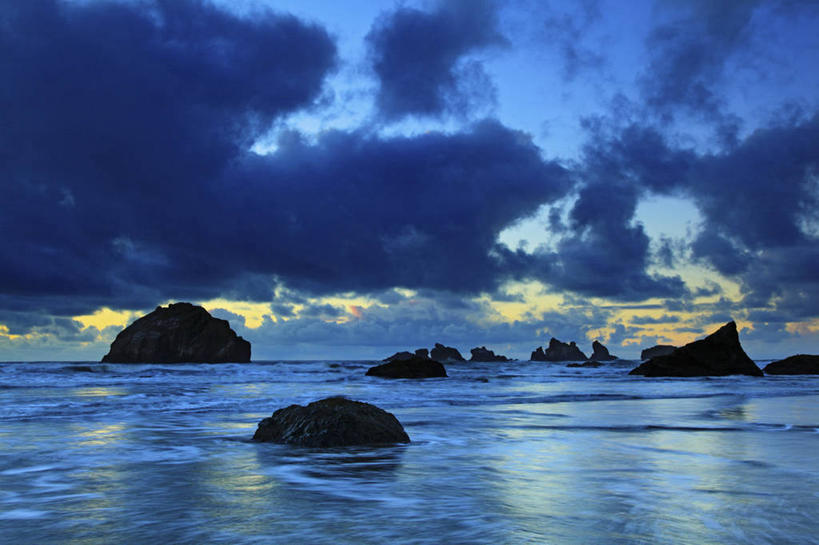 无人,横图,室外,白天,海浪,海洋,日落,美国,地形,云,黄昏,地标建筑,摄影,太平洋,俄勒冈州,班顿,海滩,彩图,旅行