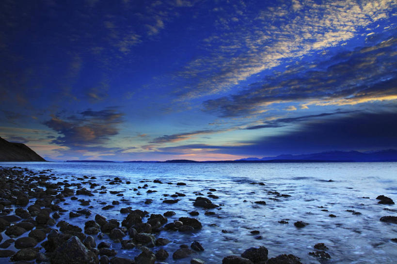 无人,横图,室外,白天,海洋,日落,美国,云,天空,黄昏,摄影,宁静,华盛顿州,普吉特海湾,岩石,彩图,阿德默勒尔蒂湾