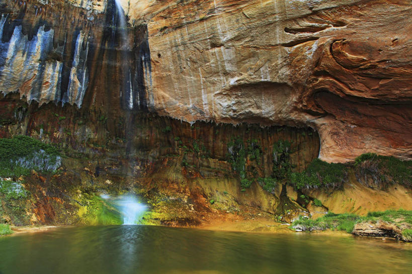 无人,横图,室外,白天,瀑布,沙漠,悬崖,摄影,绿洲,犹他,大楼梯国家纪念碑,死水,彩图