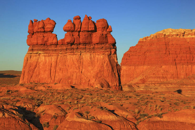 无人,横图,室外,白天,石头,沙漠,发光,塔,光亮,红色,摄影,岩层,犹他,岩石,彩图