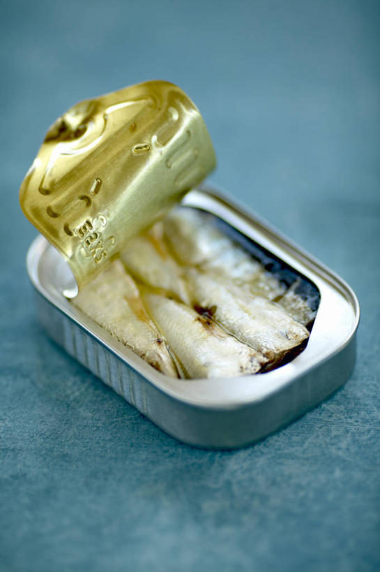 海鲜,无人,竖图,俯视,室内,白天,桌面,阴影,光线,鱼,罐头,影子,灯光,水产,鱼类,海洋生物,一个,蓝色,打开,开启,水生动物,海产品,水生物,海底动物,彩图,高角度拍摄