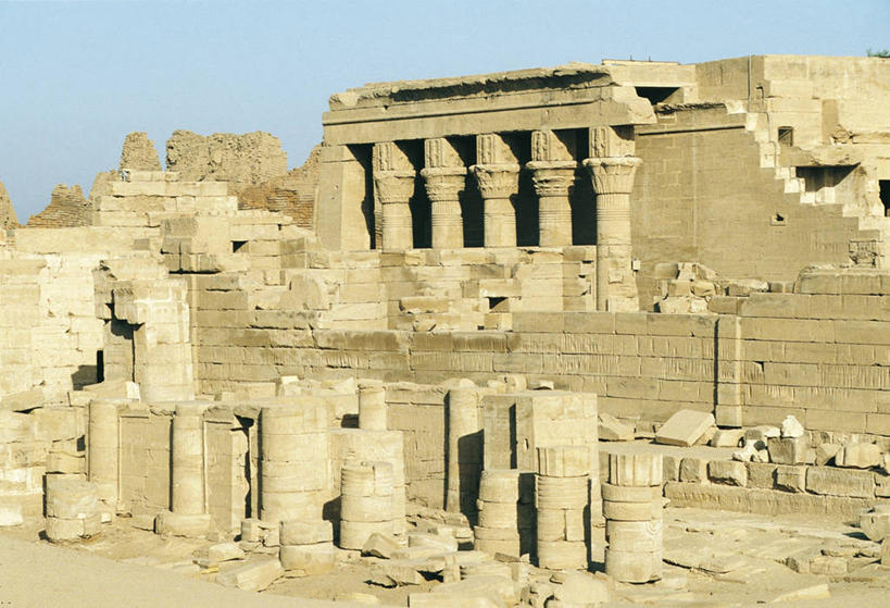 无人,横图,室外,白天,城市,建筑,非洲,埃及,废墟,摄影,宗教,考古学,中东,首府,阿拉伯埃及共和国,金字塔之国,棉花之国,阿斯旺,阿斯旺省,阿非利加洲,古埃及文明,古代文明,美术工艺,哈索尔神庙,彩图,旅行,过去