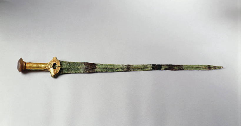 无人,横图,留白,灰色背景,历史,古代,一个,灰色,武器,摄影,单个,剑,青铜,古希腊,古代文明,刀刃,彩图,影棚拍摄,过去