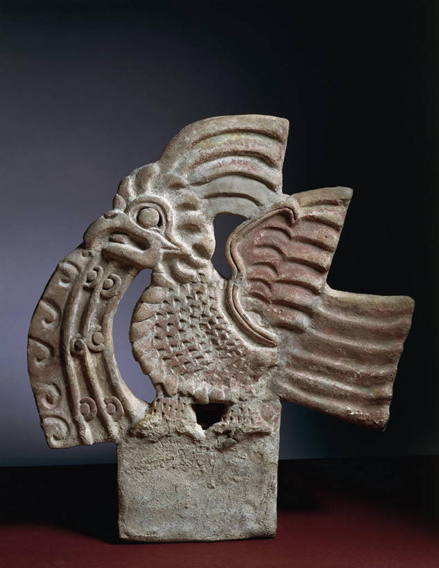 无人,竖图,雕塑,灰色背景,鸟类,褐色,陶瓷制品,一个,灰色,摄影,单个,美术工艺,彩图,影棚拍摄,浅浮雕,拉美文明