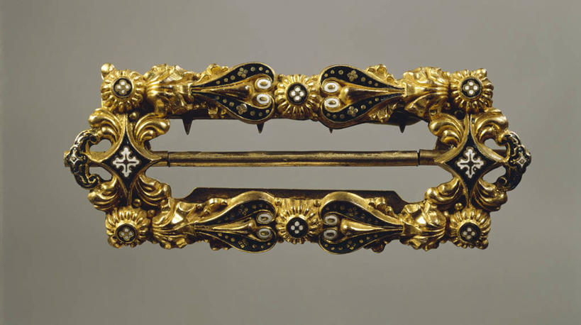 无人,横图,特写,正面,珐琅,灰色背景,一个,灰色,摄影,单个,扣环,18世纪,美术工艺,彩图,影棚拍摄,贵重宝石