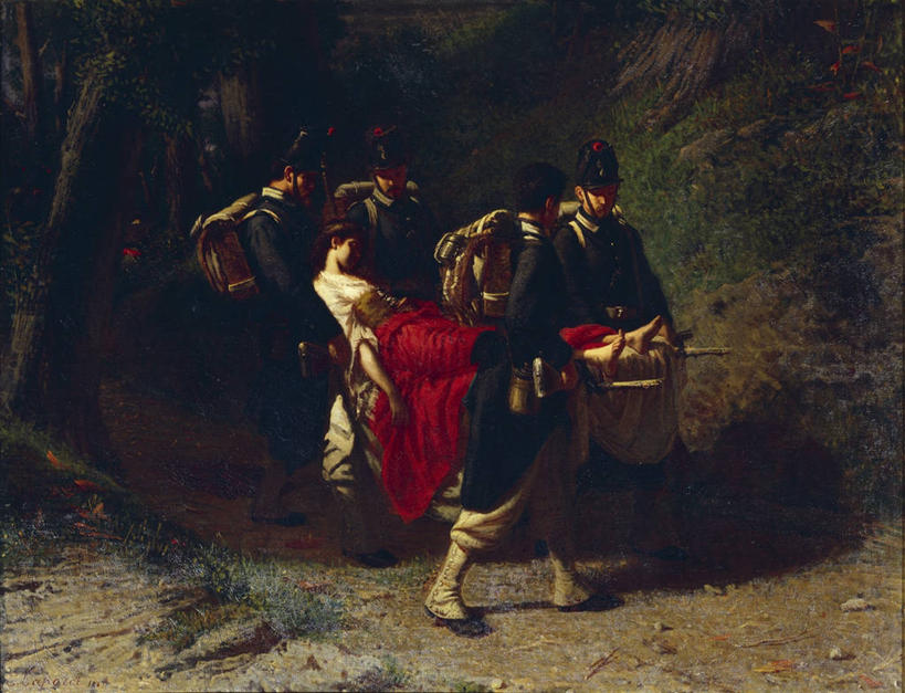 成年人,横图,插画,室外,夜晚,侧面,民族服装,数码,科技,五个人,士兵,阴影,军事,网络,高光,几何,计算机图形,合成,图画,历史,画,摄影,协助,电脑合成图,数码合成图,担架,合成图,运送,军服,漫画,写实,具体,具象,美术工艺,年轻男性,年轻女性,年轻人,步行,彩图,传统服装,民俗服