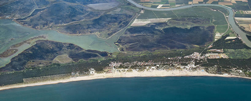 无人,横图,全景,俯视,航拍,室外,白天,河流,意大利,海岸线,绿色,摄影,宁静,鸟瞰,威尼托大区,海滩,彩图,高角度拍摄,旅行,阿迪杰河