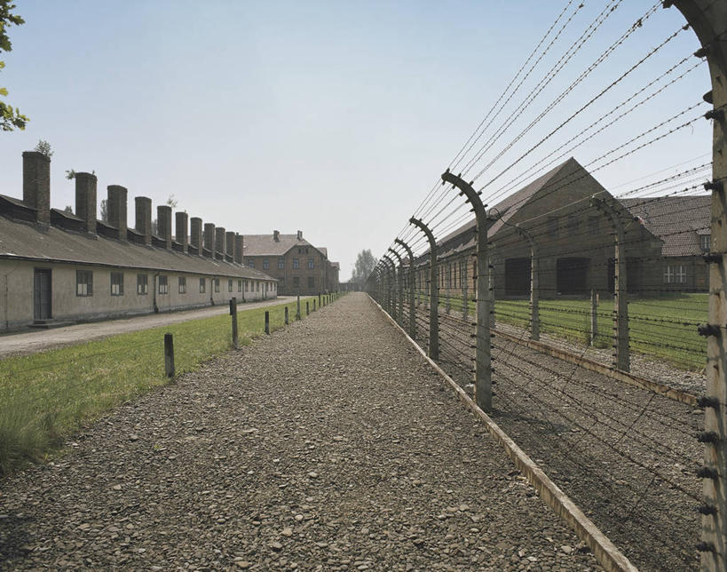 无人,横图,室外,白天,安全,建筑,欧洲,波兰,图像,历史,草,天空,概念,摄影,保护,人造,金属丝,边界,主题,处罚,东欧,万里无云,构图,集中营,奥斯维辛,彩图,旅行,时空,社会问题,带刺铁丝网