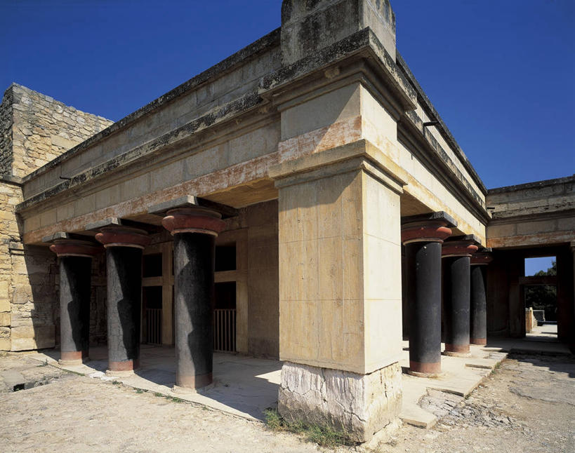 无人,宫殿,横图,室外,白天,太阳,建筑,希腊,欧洲,阴影,柱子,岛,图像,历史,蓝色,天空,摄影,人造,地中海文化,南欧,主题,地貌,万里无云,克里特岛,构图,柱廊,克诺塞斯,彩图,旅行,时空,传统文化