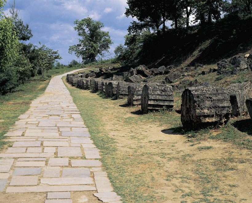 无人,横图,俯视,室外,白天,山,植物,希腊,欧洲,马其顿,沙子,云,图像,历史,废墟,树,天空,摄影,地中海文化,南欧,主题,自然现象,视角,前南斯拉夫,地貌,构图,古希腊,古代文明,马其顿共和国,彩图,高角度拍摄,旅行,时空,传统文化,状态