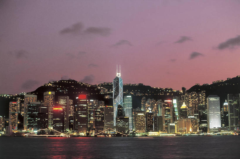 无人,横图,室外,夜晚,海洋,山,城市,建筑,摩天大楼,香港,亚洲,岛,云,塔,天空,摄影,照亮,尖沙咀,香港岛,海滩,彩图