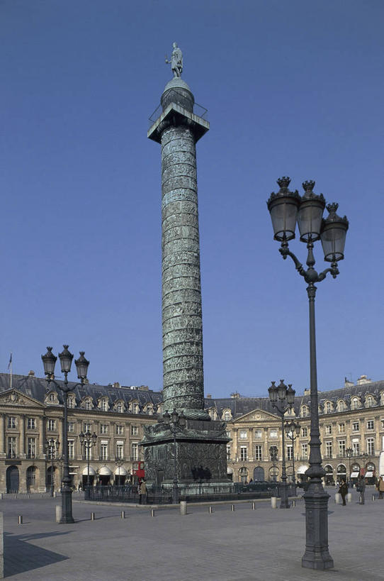 无人,竖图,室外,白天,仰视,城市,建筑,路灯,法国,欧洲,柱子,首都,蓝色,摄影,地中海文化,万里无云,法兰西岛大区,旺多姆广场,彩图,低角度拍摄
