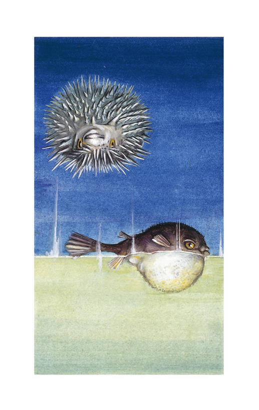 无人,竖图,插画,室外,白天,数码,科技,水下,热带鱼,野生动物,阴影,科学,网络,高光,几何,计算机图形,合成,图画,画,自然,动物,两只,河豚,环境,电脑合成图,数码合成图,生物学,合成图,漫画,大斑刺鲀,写实,具体,具象,彩图,动物学