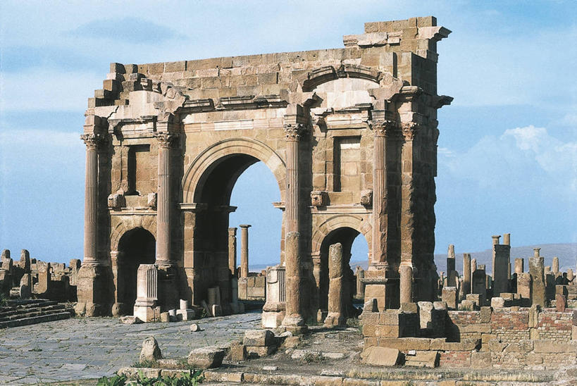 无人,横图,室外,白天,建筑,非洲,阿尔及利亚,拱门,历史,废墟,摄影,考古学,古代文明,自然地理,彩图