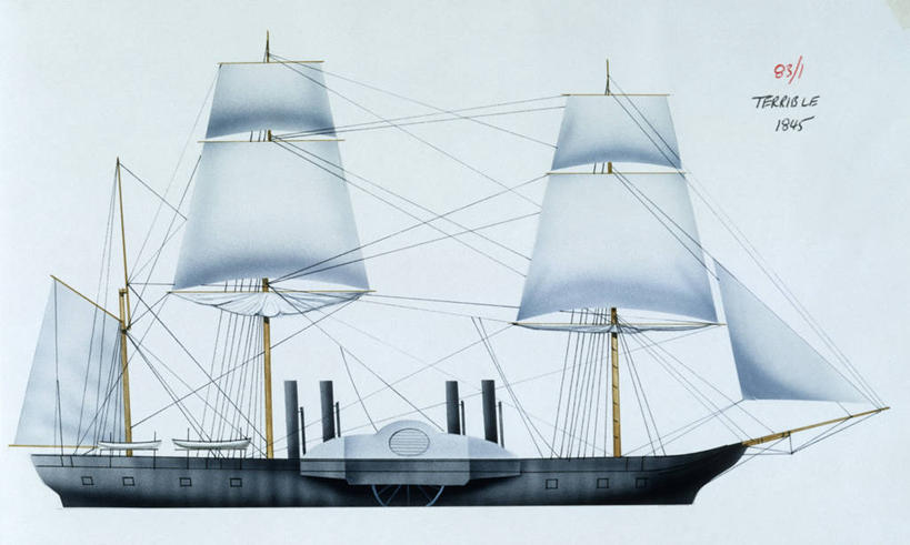 无人,横图,全景,室外,白天,侧面,时尚,船,英国,蓝色背景,军事,历史,一个,蓝色,t台,帆,战争,运输,摄影,军舰,单个,北欧,海军,战船,帆樯,桅竿,时装表演,时装秀,t型台,走秀,彩图,帆柱,英国海军,英国皇家海军,传动装置