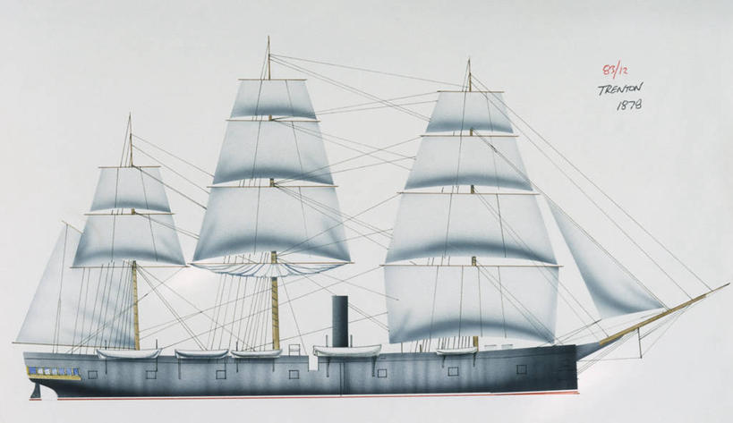 无人,横图,全景,室外,白天,侧面,时尚,船,美国,蓝色背景,军事,枪支,历史,一个,蓝色,t台,帆,武器,运输,摄影,军舰,单个,海军,战船,帆樯,桅竿,时装表演,时装秀,t型台,走秀,彩图,帆柱,美国海军,美国军事,传动装置