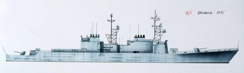 无人,横图,全景,室外,白天,侧面,时尚,船,美国,蓝色背景,军事,枪支,历史,一个,蓝色,t台,武器,战争,运输,摄影,军舰,单个,海军,驱逐舰,战船,军用车,时装表演,时装秀,t型台,走秀,彩图,美国海军,美国军事