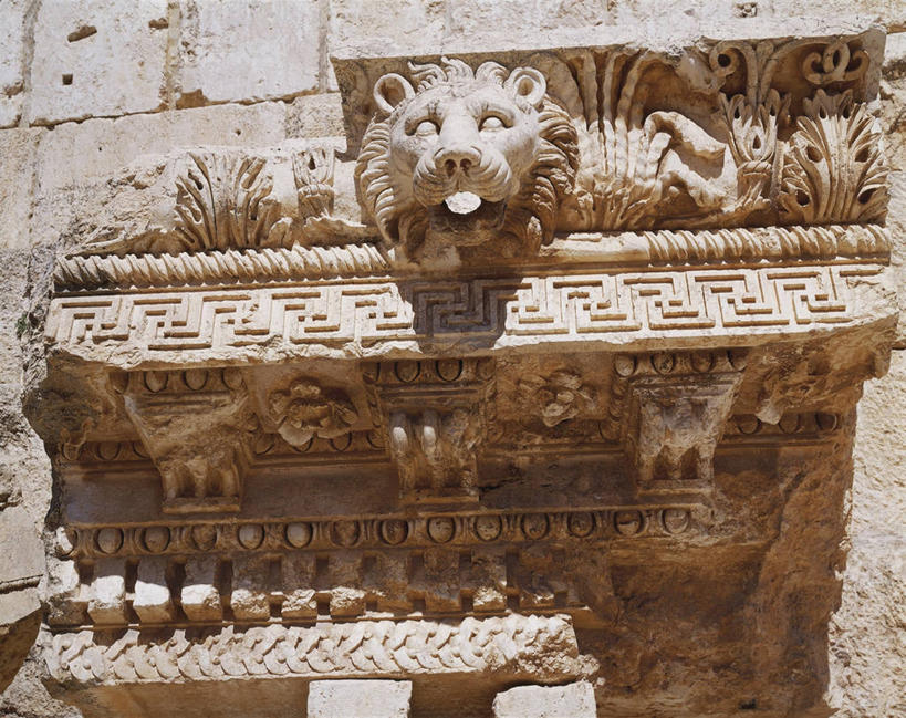 无人,横图,室外,白天,仰视,狮子,黎巴嫩,历史,顶部,废墟,天空,地标建筑,摄影,部分,考古学,中东,万里无云,古代文明,古代史,巴勒贝克,彩图,低角度拍摄,旅行,方庭