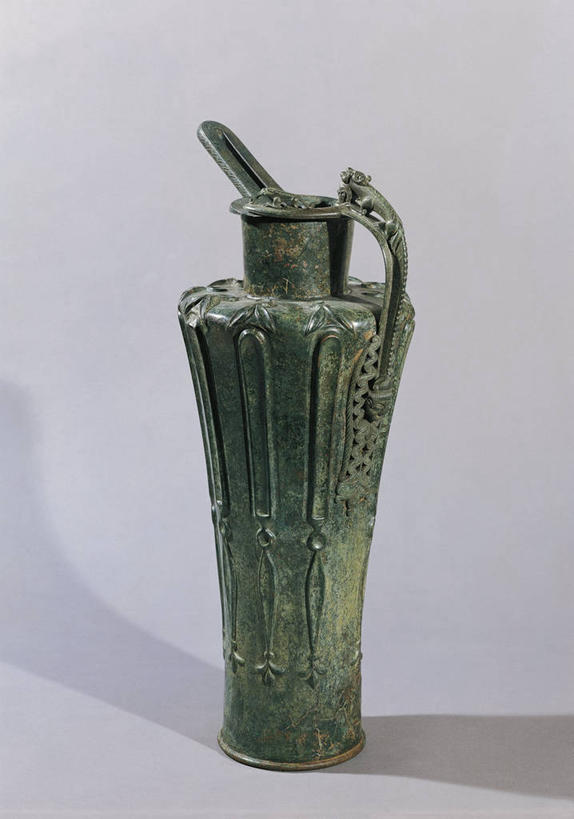 无人,竖图,灰色背景,水壶,古代,一个,灰色,摄影,单个,青铜,古代文明,式样,美术工艺,彩图,影棚拍摄