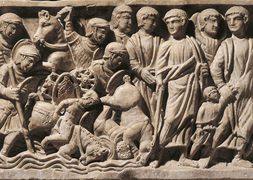 无人,横图,室内,特写,雕塑,标志,符号,标识,古代,摄影,基督教,石棺,犹太教,性别符号,古代文明,旧约,美术工艺,彩图,浅浮雕,男性符号