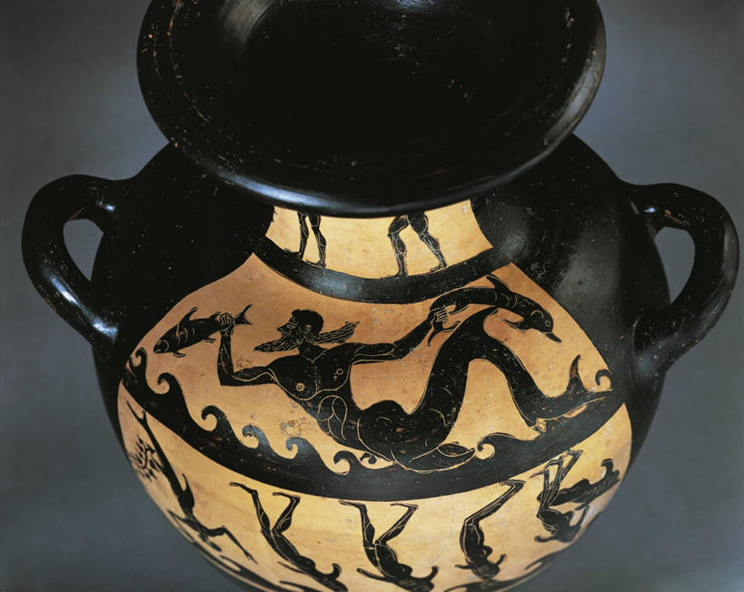 无人,横图,俯视,特写,海豚,灰色背景,装饰,历史,古代,一个,灰色,摄影,单个,广口瓶,古代文明,美术工艺,彩图,高角度拍摄,影棚拍摄,过去