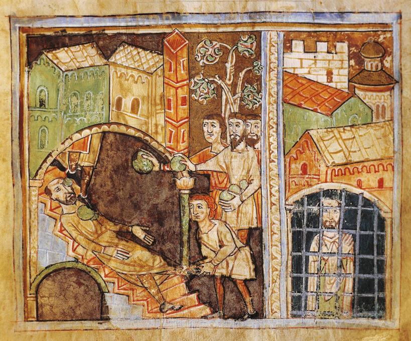 成年人,横图,插画,室外,白天,绘画,数码,科技,建筑,阴影,艺术,网络,城镇,高光,几何,计算机图形,古典,合成,图画,文化,画,工艺品,品味,监狱,宗教,美术,死亡,电脑合成图,数码合成图,高雅,基督教,合成图,漫画,写实,具体,具象,美学,美术工艺,彩图,处决,过去