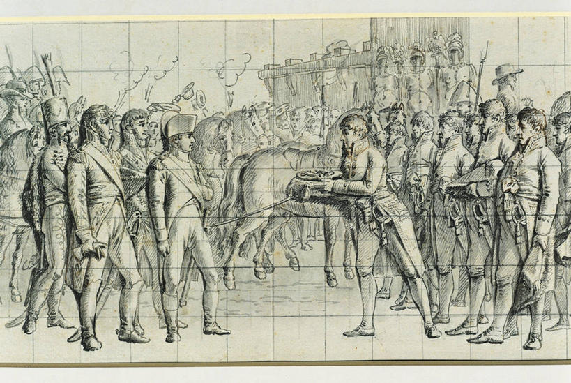 成年人,横图,插画,室外,数码,科技,马,帽子,士兵,阴影,网络,许多人,高光,几何,计算机图形,合成,图画,拿着,历史,画,背面,一群人,电脑合成图,数码合成图,合成图,军服,漫画,写实,具体,具象,彩图,给予,马刀