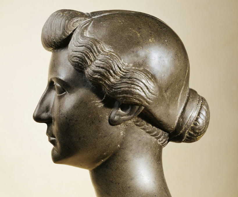 头,无人,横图,侧面,雕塑,米色背景,艺术,历史,一个,人体,摄影,单个,手艺,古代文明,古代史,玄武岩,美术工艺,头部,发型,彩图,影棚拍摄