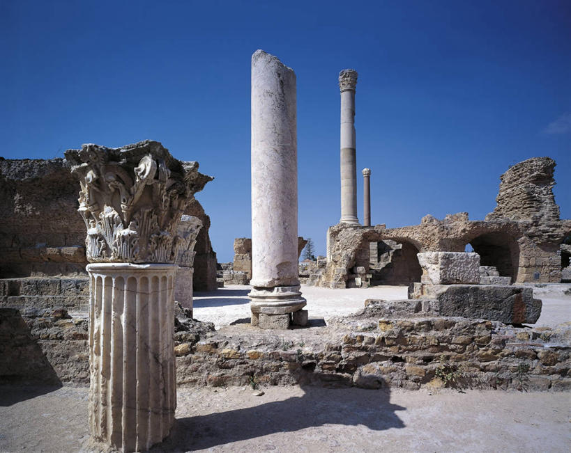 无人,横图,室外,白天,剧院,日光,非洲,突尼斯,柱子,首都,历史,古罗马,废墟,地标建筑,摄影,考古学,北非,万里无云,阿非利加洲,突尼斯共和国,迦太基,古代文明,彩图,过去