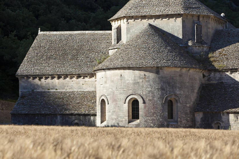 无人,农田,横图,室外,白天,正面,旅游,度假,庄稼,农作物,小麦,名胜古迹,标志建筑,地标,建筑,法国,欧洲,阴影,节日,遗迹,光线,瓦片,影子,墙,屋顶,谷物,麦田,顶棚,瓦,古迹,文化,文物,娱乐,建设,古建筑,墙壁,墙面,阳光,祈祷,享受,休闲,健康,旅游胜地,放松,许愿,宗教,建造,信仰,麦子,纪念,祈求,基督教,西欧,沃克吕兹省,天主教,法兰西,修道院,信念,古文明,屋瓦,法兰西共和国,法兰西第五共和国,普罗旺斯.阿尔卑斯.蓝色海岸,神学院,修院,隐修院,塞南克修道院,塞农克修道院,平安,彩图,耕地,庄稼田