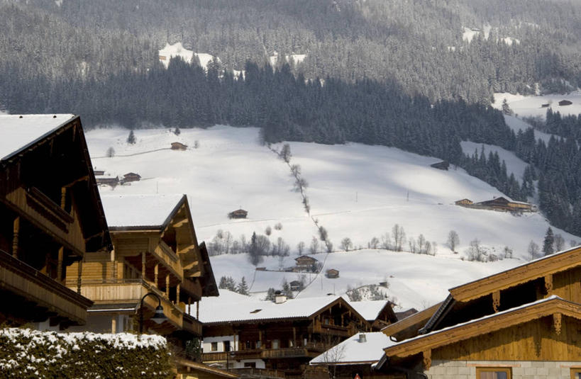 无人,横图,室外,白天,山,雪,奥地利,地形,乡村,冬天,城镇,摄影,彩图,小木屋