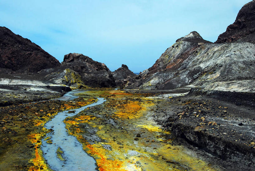无人,横图,室外,白天,火山,新西兰,流水,风景,摄影,岩层,活火山,岩石,彩图