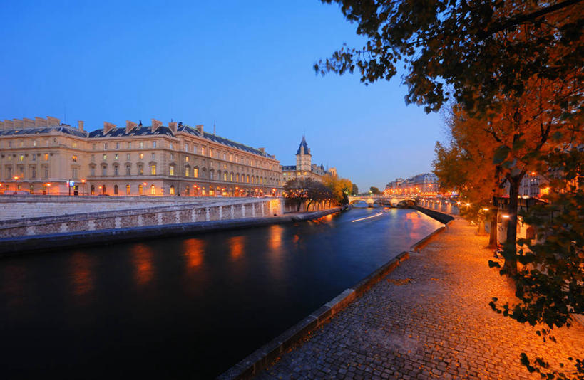 无人,横图,室外,旅游,度假,河流,城市,道路,建筑,路,法国,巴黎,反射,河岸,小路,塔,交通,首都,黄昏,摄影,照亮,塞纳河,透视图,彩图