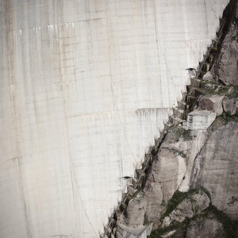 无人,方图,黑白,室外,白天,西班牙,水坝,台阶,陡峭,摄影,水力发电,岩石