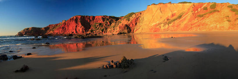 无人,横图,全景,室外,度假,海洋,日落,日光,葡萄牙,海岸线,悬崖,风景,摄影,宁静,海滩,彩图
