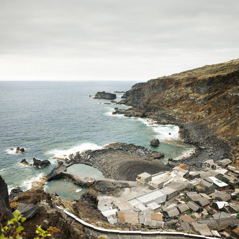 无人,方图,俯视,室外,白天,海洋,建筑,西班牙,房屋,屋顶,海岸线,水平线,摄影,宁静,耶罗岛,大西洋群岛,岩石,彩图,高角度拍摄