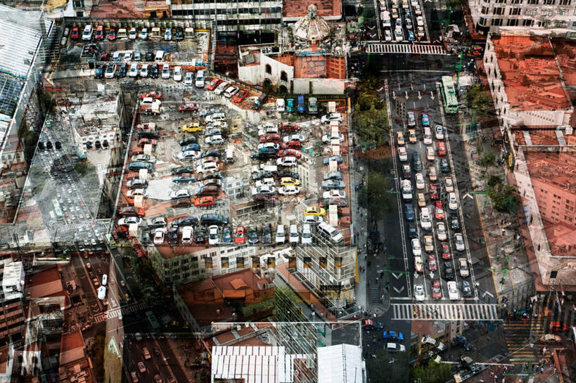 无人,停车场,横图,俯视,室外,白天,城市,墨西哥,运输,摄影,停止,拉丁美洲,暂停,停滞,彩图,高角度拍摄