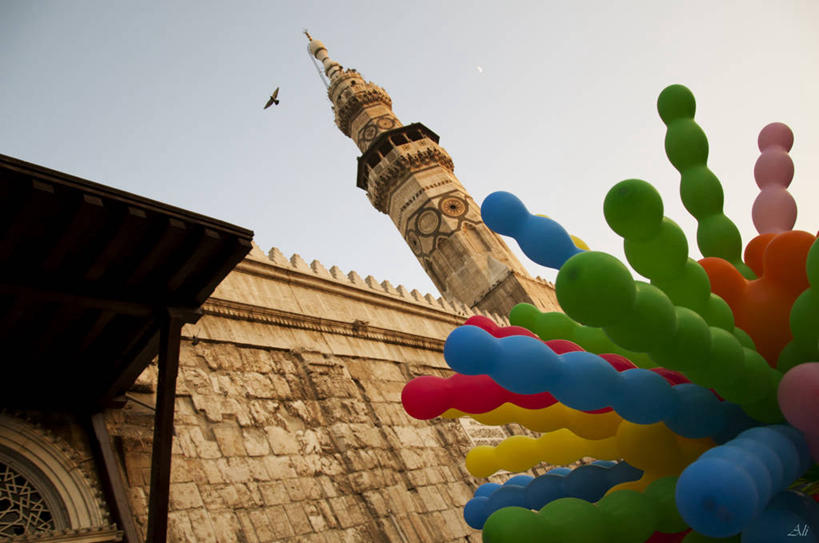 无人,横图,室外,白天,仰视,城市,建筑,叙利亚,鸟类,塔,首都,半空,历史,飞,天空,气球,摄影,多样,伊斯兰教,脆弱,宗教建筑,清真寺,大清真寺,大马士革,倭马亚大清真寺,彩图,低角度拍摄