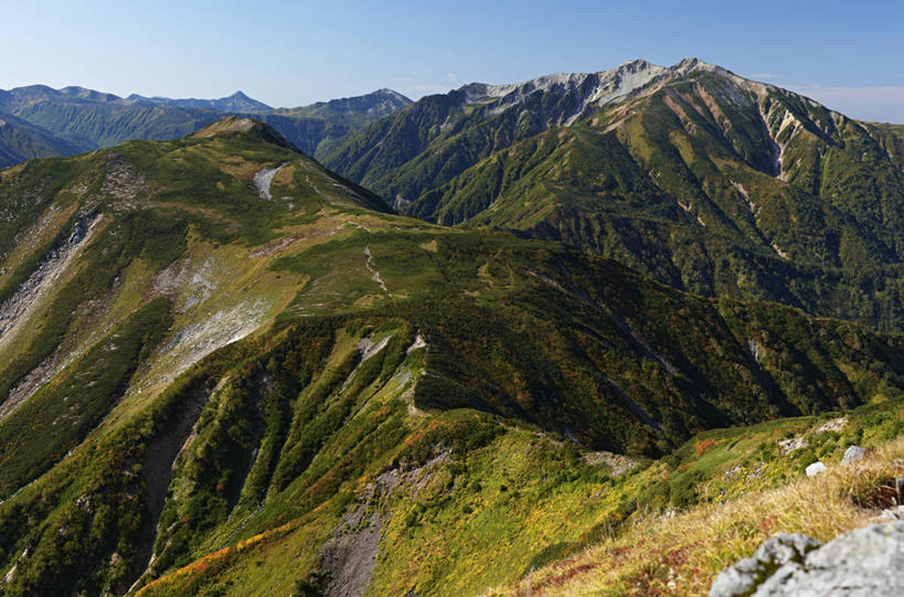无人,横图,俯视,室外,白天,美景,山,山脉,长野县,日本,日本文化,景观,山顶,苔藓,风景,天空,自然,景色,摄影,宁静,自然风光,日本阿尔卑斯山脉,自然地理,彩图,高角度拍摄