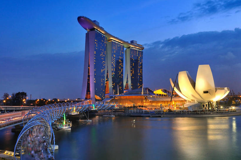 码头,横图,室外,河流,港口,建筑,摩天大楼,新加坡,反射,云,桥,联系,现代,天空,黄昏,摄影,照亮,开幕式,彩图,摆渡口,埠头,渡口,渡头,港湾,海港,货运码头,口岸,商港,滨海湾金沙酒店