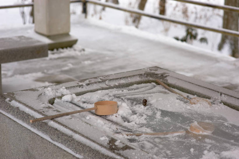 无人,横图,室外,白天,雪,日本,日本文化,木制,冬天,寒冷,摄影,宗教,长柄勺,神殿,和歌山县,彩图,高野山