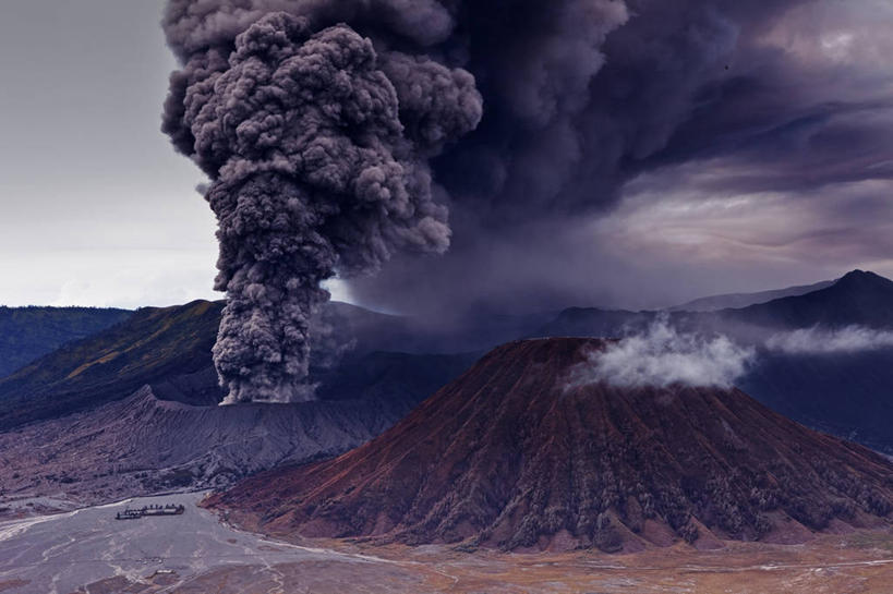 无人,横图,室外,白天,火山,印度尼西亚,自然灾害,天空,自然,烟,摄影,爆发,地质学,婆罗摩火山,东爪哇,自然地理,危险,彩图