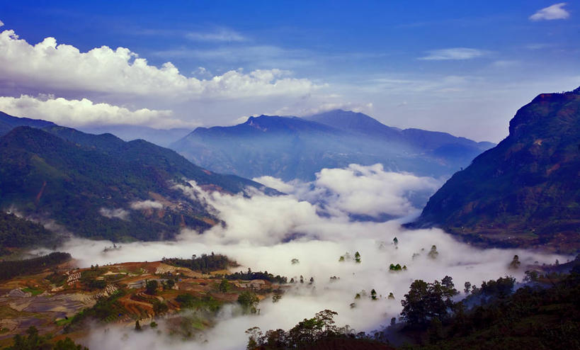 无人,横图,室外,白天,美景,山,越南,景观,云,宏伟,树,风景,天空,自然,景色,摄影,宁静,自然风光,彩图,老街省