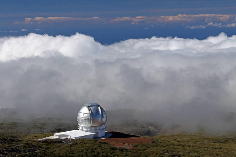 无人,天文台,横图,室外,白天,科技,建筑,西班牙,科学,天文望远镜,地形,云,天空,自然,摄影,宁静,圆顶建筑,加那利群岛,帕尔马,大西洋群岛,彩图