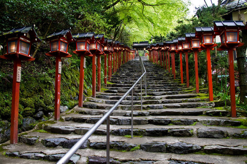无人,横图,室外,白天,日本,一排,日本文化,整齐,台阶,排列,摄影,宗教,京都府,神殿,队列,彩图
