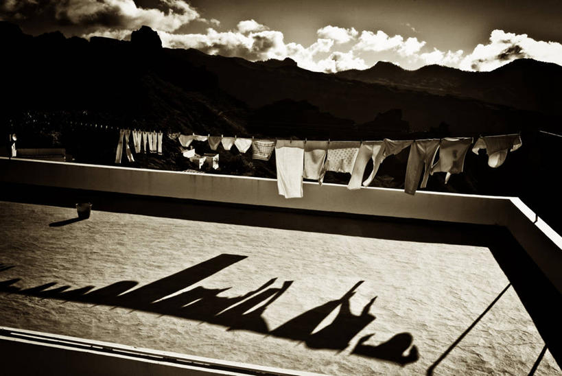 无人,横图,室外,西班牙,吊挂,悬挂,阴影,云,挂,洗衣服,天空,黄昏,晾衣服,摄影,卫生,加那利群岛,反差,大西洋群岛,彩图,家务劳动