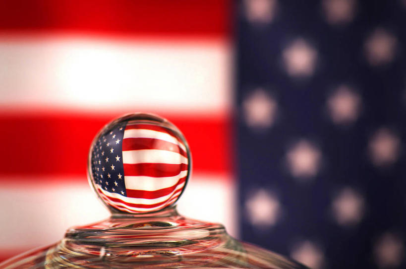 无人,横图,室内,特写,骄傲,美国,透明,反射,圆形,美国国旗,摄影,加利福尼亚,身份,服务铃,爱国主义,想法,彩图