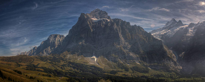 无人,横图,全景,室外,白天,旅游,度假,美景,山脉,瑞士,地形,景观,娱乐,风景,天空,自然,享受,休闲,景色,放松,摄影,宁静,自然风光,格林德瓦,彩图
