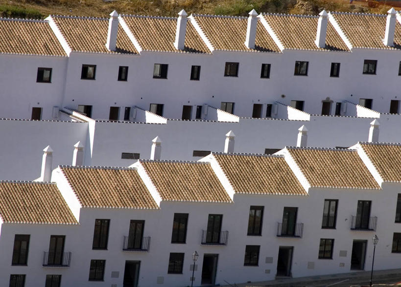 无人,横图,室外,白天,重复,建筑,西班牙,一排,整齐,屋顶,排列,白色,摄影,队列,安达路西亚,安特克拉,彩图