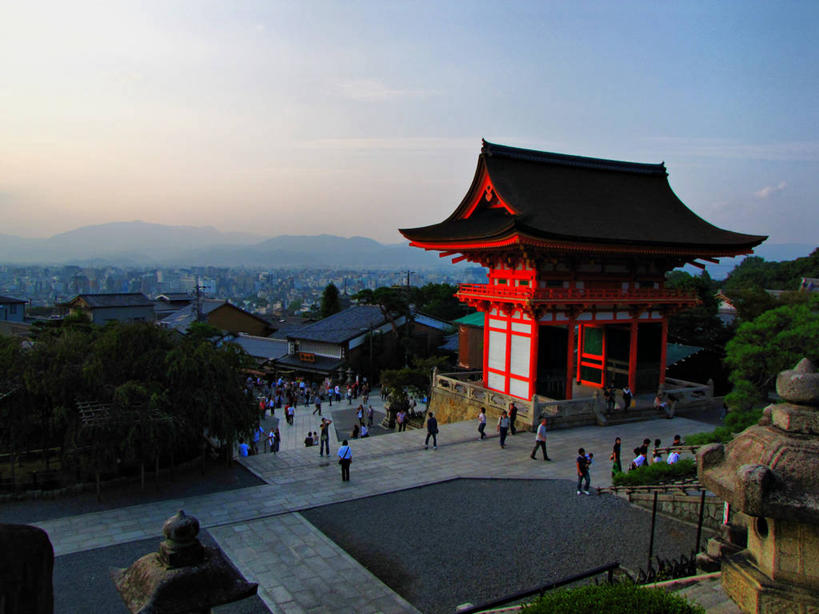 寺庙,横图,室外,建筑,日本,日本文化,天空,黄昏,摄影,宗教,佛教,京都府,宗教建筑,清水寺,京都市,彩图